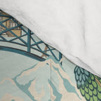 Vintage Chinoiserie Summer Pagoda Bridge Garden Landscape Comforter Gallery Image 4