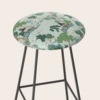 Vintage Chinoiserie Summer Pagoda Bridge Garden Landscape Stool Gallery Image 2