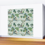 Vintage Chinoiserie Summer Pagoda Bridge Garden Landscape Wall Mural Gallery Image 2