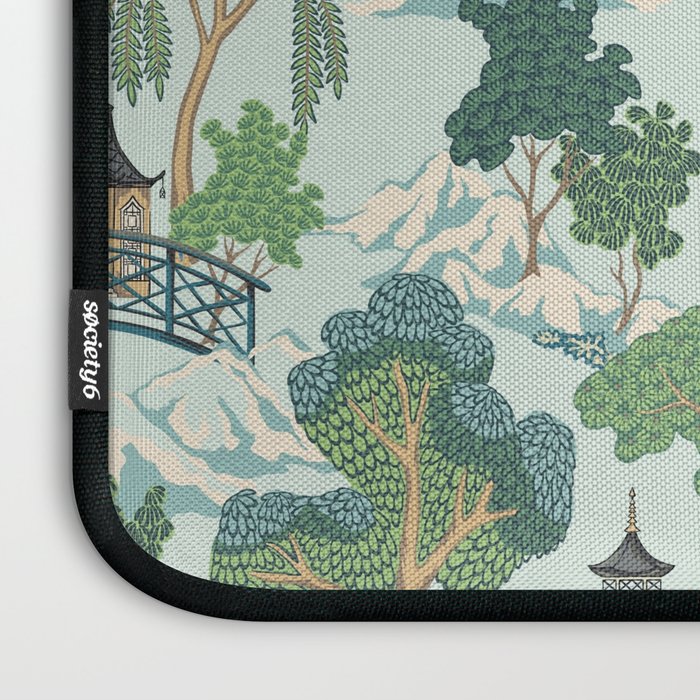Vintage Chinoiserie Summer Pagoda Bridge Garden Landscape Laptop Sleeve Gallery Image 3