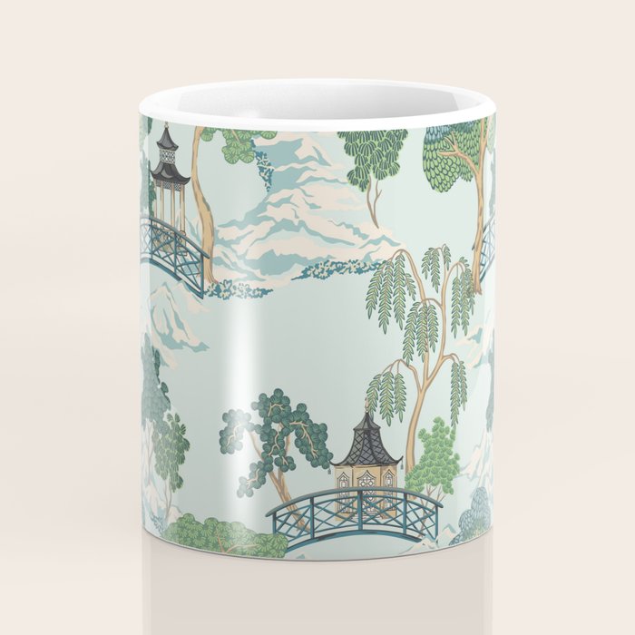 Vintage Chinoiserie Summer Pagoda Bridge Garden Landscape Coffee Mug Gallery Image 4