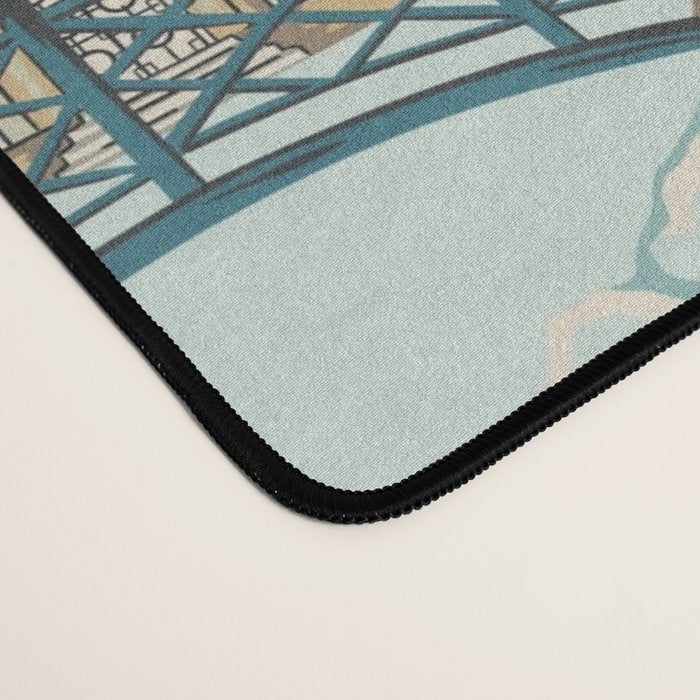 Vintage Chinoiserie Summer Pagoda Bridge Garden Landscape Desk Mat Gallery Image 4