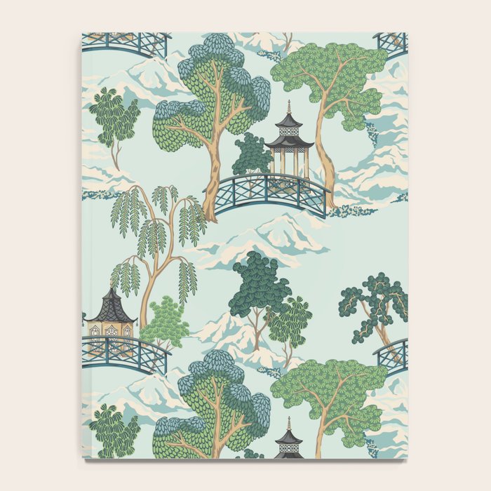 Vintage Chinoiserie Summer Pagoda Bridge Garden Landscape Notebook Gallery Image 4