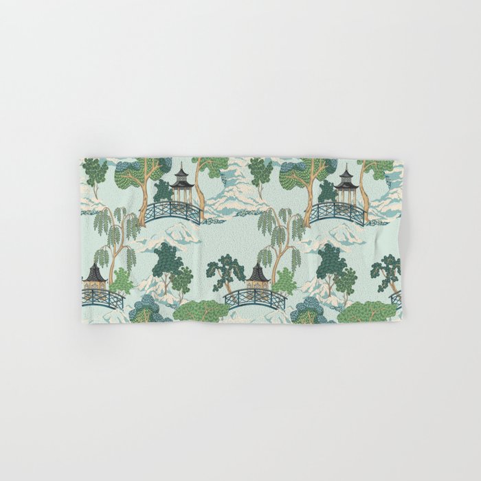 Vintage Chinoiserie Summer Pagoda Bridge Garden Landscape Bath Towel Gallery Image 1