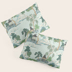 Vintage Chinoiserie Summer Pagoda Bridge Garden Landscape Pillow Sham Gallery Image 3