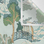 Vintage Chinoiserie Summer Pagoda Bridge Garden Landscape Wall Tapestry Gallery Image 3