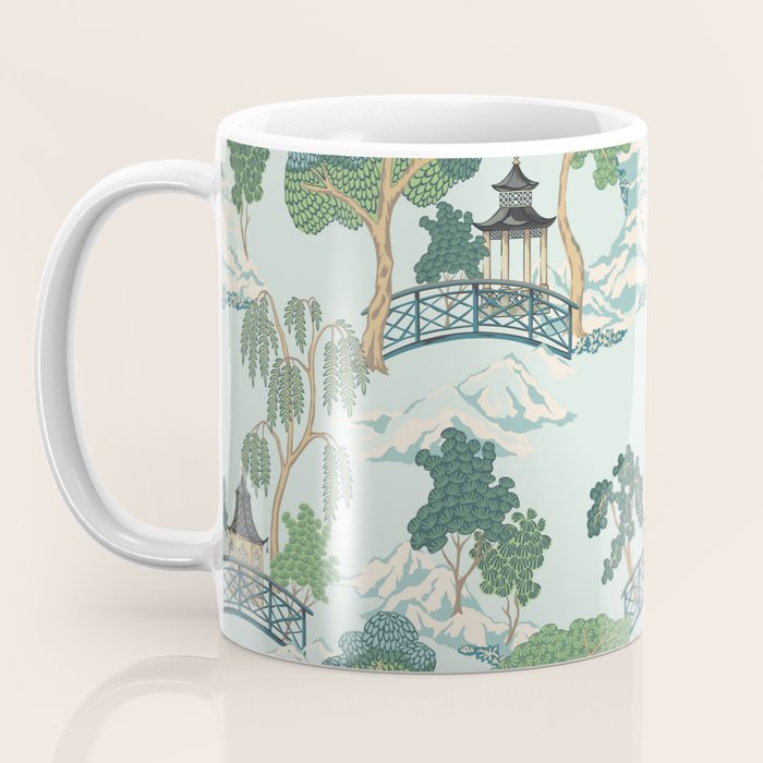 Vintage Chinoiserie Summer Pagoda Bridge Garden Landscape Coffee Mug Gallery Image 3