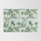 Vintage Chinoiserie Summer Pagoda Bridge Garden Landscape Rug Gallery Image 2