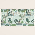 Vintage Chinoiserie Summer Pagoda Bridge Garden Landscape Desk Mat Gallery Image 3