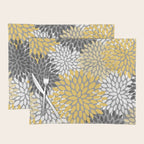 Modern Flowers Print, Yellow, White and Charcoal Grey Placemat Gallery Image 1