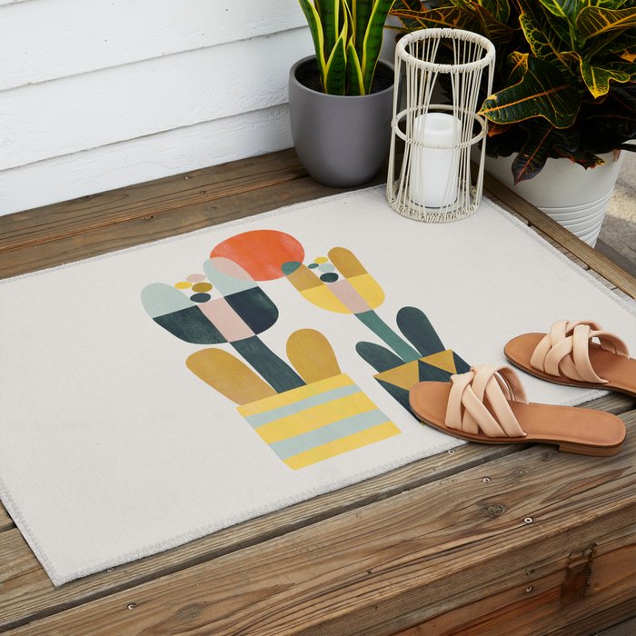 Two flowers Outdoor Rug Gallery Image 2