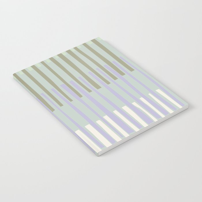 Block print geometrics stripes sage Notebook