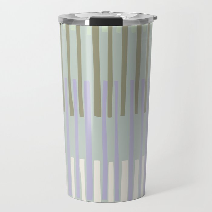 Block print geometrics stripes sage Travel Mug Gallery Image 1