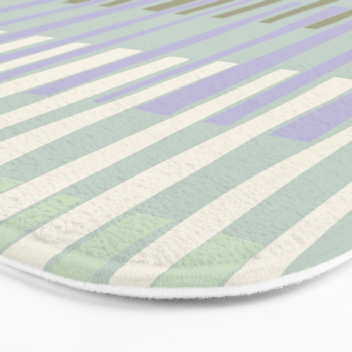 Block print geometrics stripes sage Bath Mat Gallery Image 3