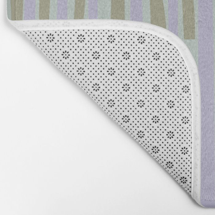 Block print geometrics stripes sage Bath Mat Gallery Image 2