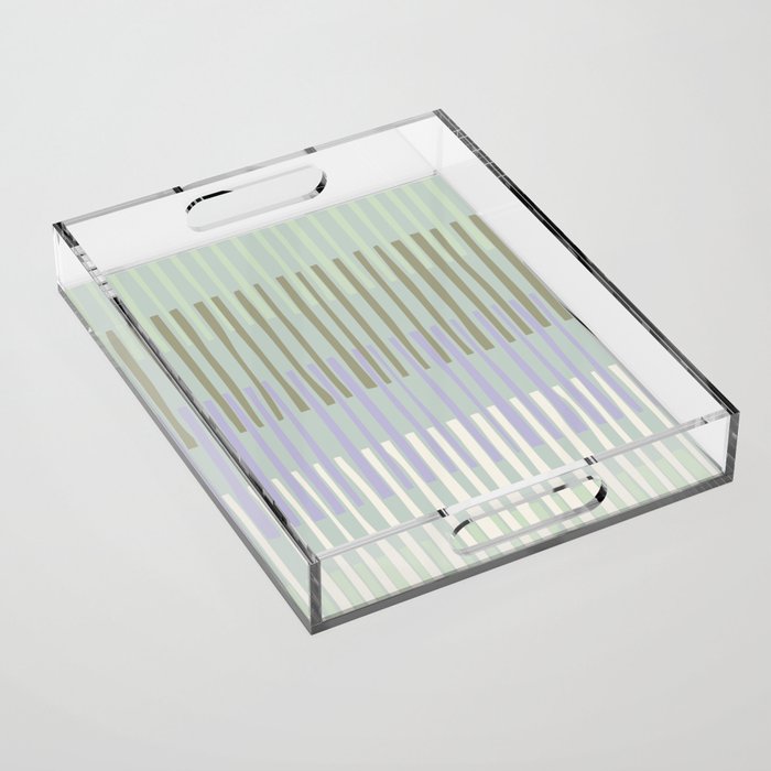 Block print geometrics stripes sage Acrylic Tray Gallery Image 1