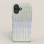 Block print geometrics stripes sage iPhone Case Gallery Image 1