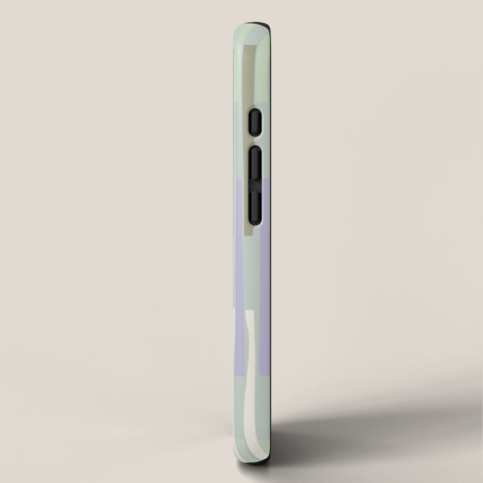Block print geometrics stripes sage iPhone Case Gallery Image 2