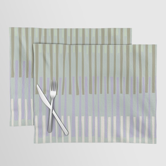 Block print geometrics stripes sage Placemat Gallery Image 1