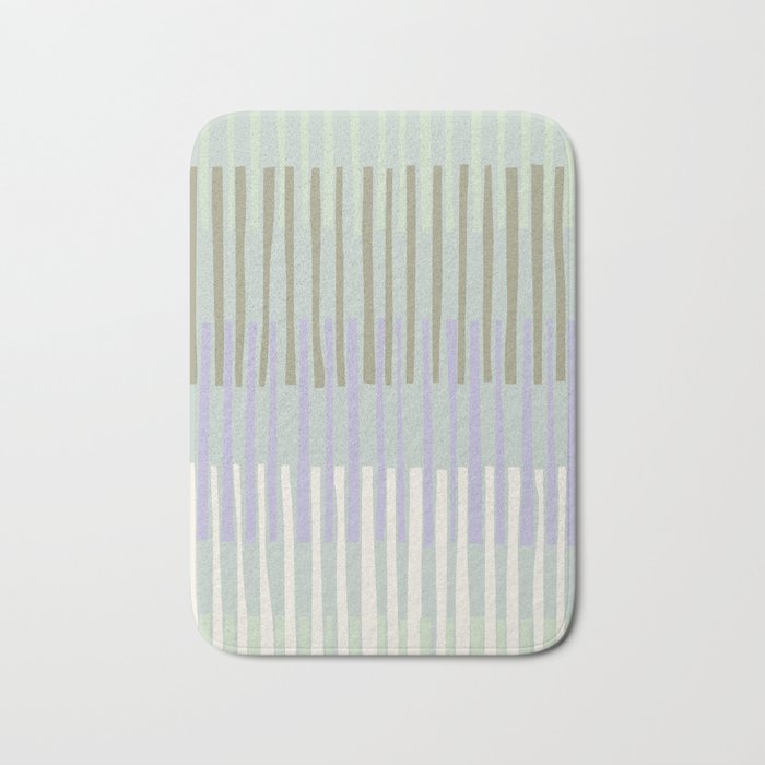 Block print geometrics stripes sage Bath Mat Gallery Image 1
