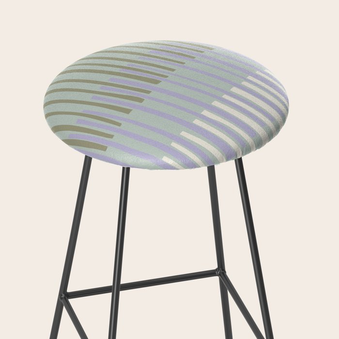 Block print geometrics stripes sage Stool Gallery Image 2