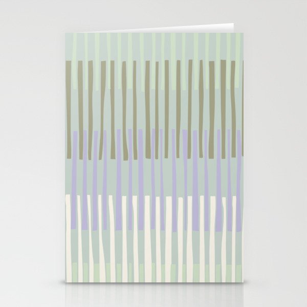 Block print geometrics stripes sage Stationery Card Gallery Image 1