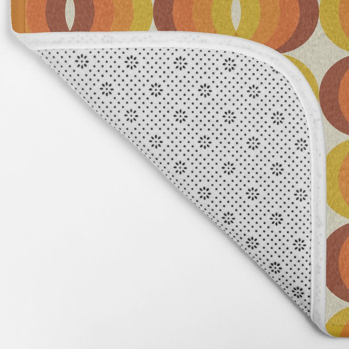 Orange, Brown, and Ivory Retro 1960s Wavy Pattern Bath Mat Gallery Image 2