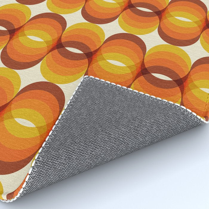 Orange, Brown, and Ivory Retro 1960s Wavy Pattern Rug Gallery Image 4