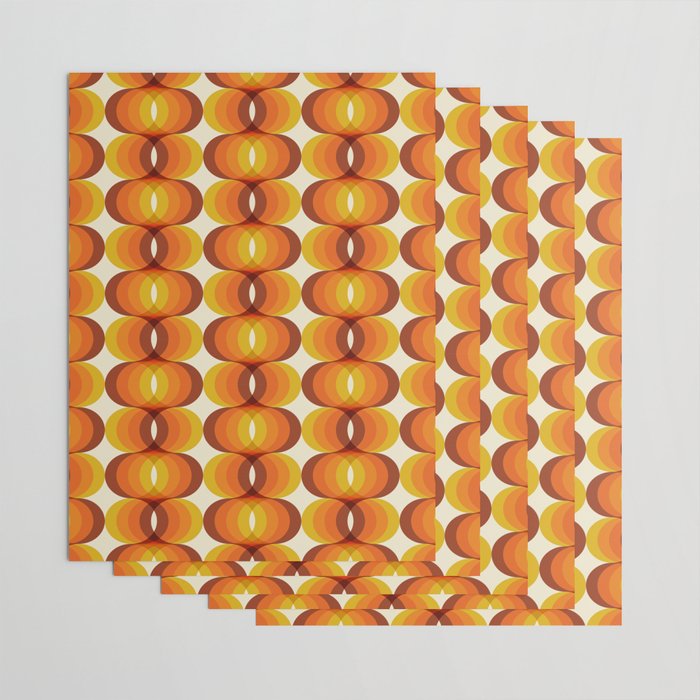 Orange, Brown, and Ivory Retro 1960s Wavy Pattern Wrapping Paper Gallery Image 3