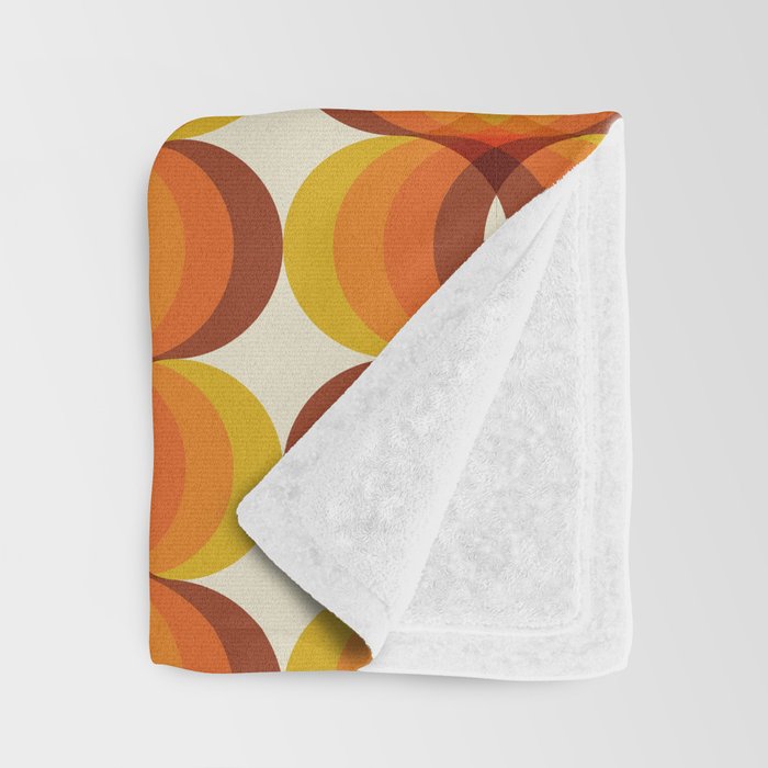 Orange, Brown, and Ivory Retro 1960s Wavy Pattern Throw Blanket Gallery Image 3