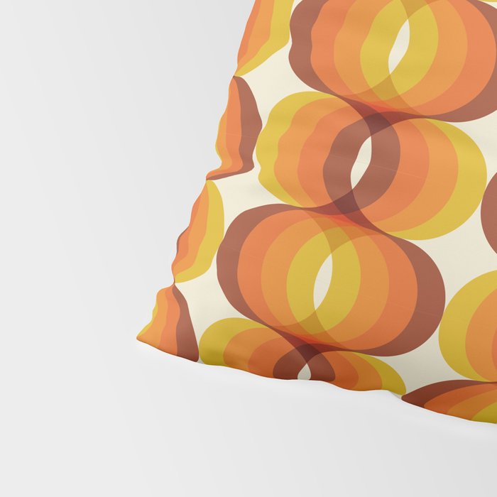 Orange, Brown, and Ivory Retro 1960s Wavy Pattern Pillow Sham Gallery Image 4