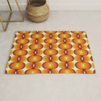 Orange, Brown, and Ivory Retro 1960s Wavy Pattern Rug Gallery Image 1