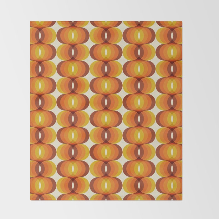 Orange, Brown, and Ivory Retro 1960s Wavy Pattern Throw Blanket Gallery Image 2