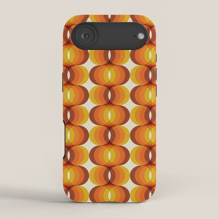 Orange, Brown, and Ivory Retro 1960s Wavy Pattern iPhone Case Gallery Image 2