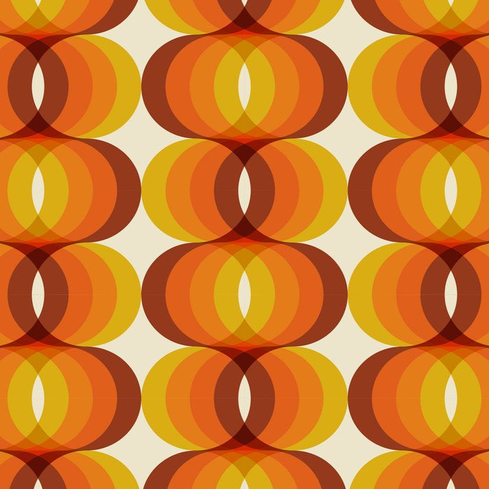Orange, Brown, and Ivory Retro 1960s Wavy Pattern Coffee Mug Gallery Image 2