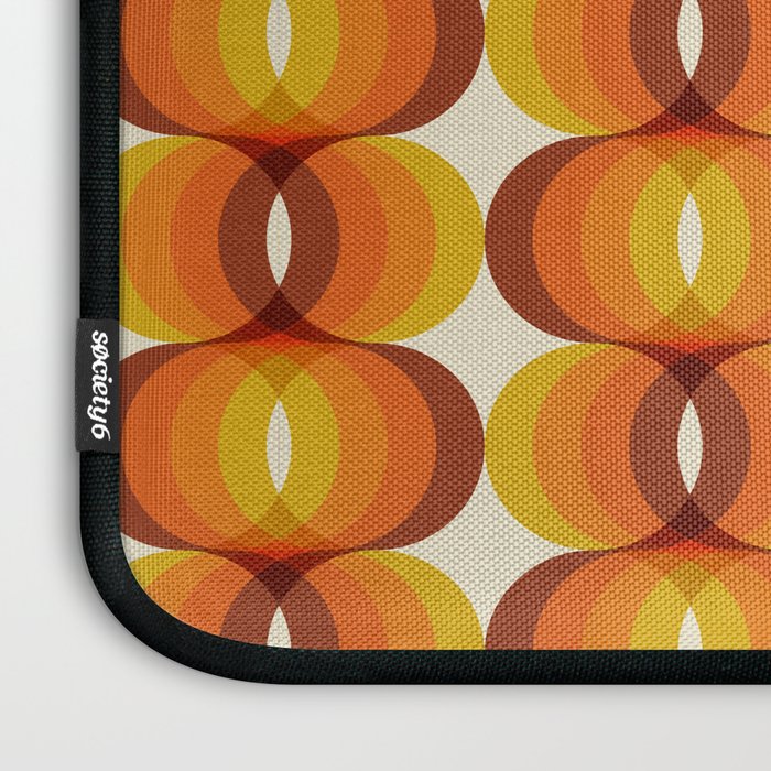 Orange, Brown, and Ivory Retro 1960s Wavy Pattern Laptop Sleeve Gallery Image 3