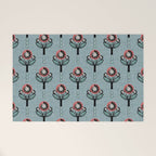 Blockprint Blooms on light blue Welcome Mat Gallery Image 1