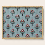 Blockprint Blooms on light blue Serving Tray Gallery Image 1