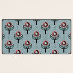 Blockprint Blooms on light blue Desk Mat Gallery Image 3