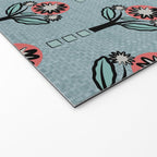 Blockprint Blooms on light blue Welcome Mat Gallery Image 2