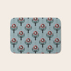 Blockprint Blooms on light blue Bath Mat Gallery Image 1