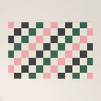 Checker racing stripes - green pink Welcome Mat Gallery Image 1