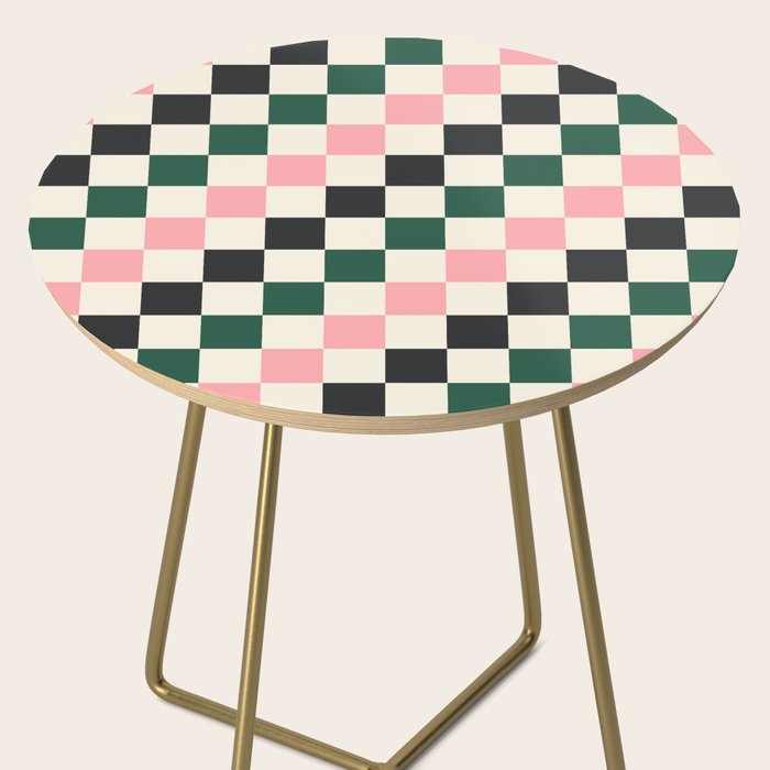 Checker racing stripes - green pink Side Table Gallery Image 2