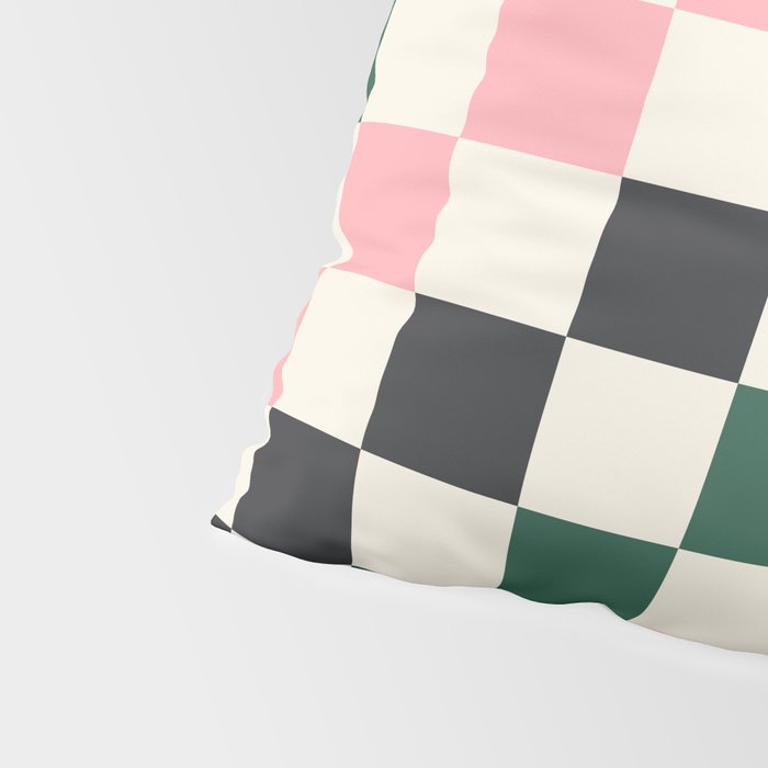 Checker racing stripes - green pink Pillow Sham Gallery Image 4