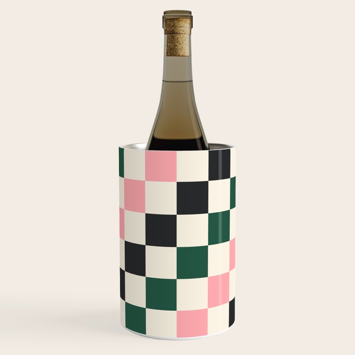 Checker racing stripes - green pink Wine Chiller Gallery Image 1