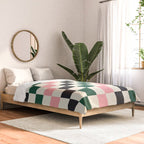 Checker racing stripes - green pink Comforter Gallery Image 2