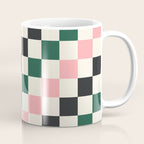 Checker racing stripes - green pink Coffee Mug Gallery Image 1