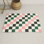 Checker racing stripes - green pink Rug Gallery Image 1