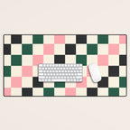 Checker racing stripes - green pink Desk Mat Gallery Image 1