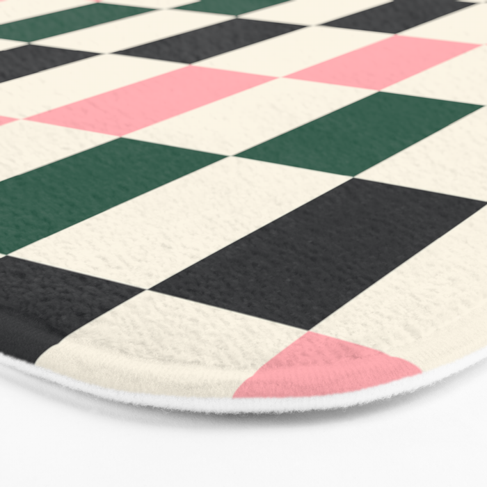 Checker racing stripes - green pink Bath Mat Gallery Image 3